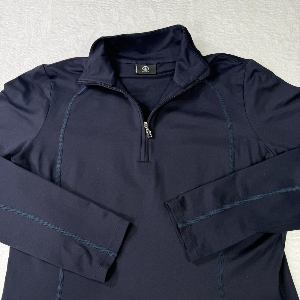 Bogner 1/4 Zip Pullover‎ Womens L Black Performance Base Layer Logo Rhinestones